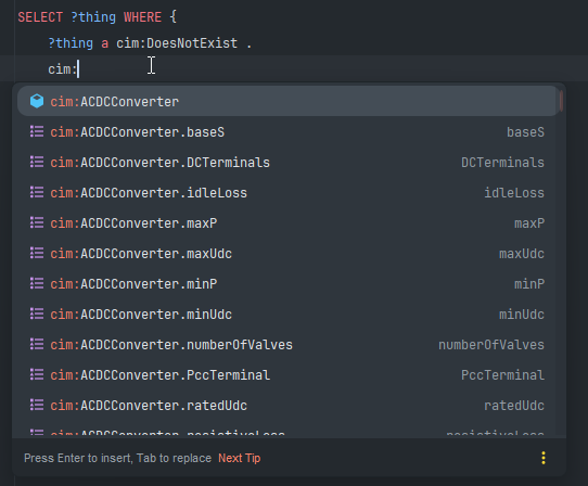 CIMNotebook completion list after typing cim: in IntelliJ